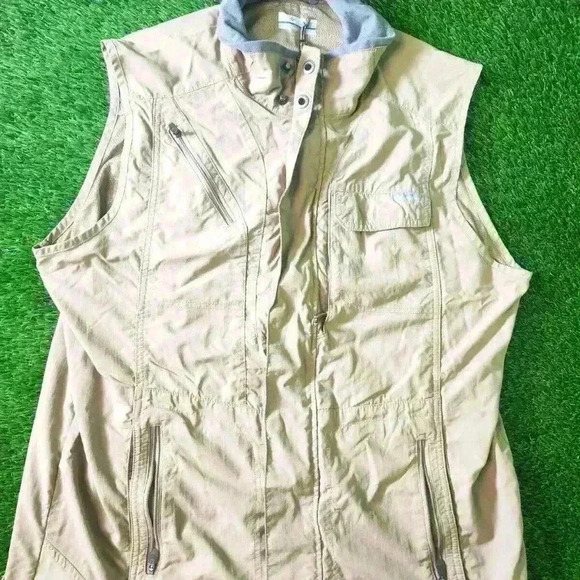 Columbia Vest Womens Large Beige Full Zip Sleeveless Jacket Mix It Around Omni - Picture 1 of 10